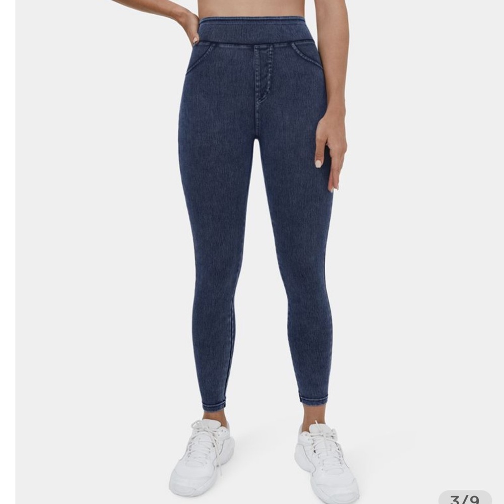 HalaraMagic High Waisted Back Side Pocket Stretchy Knit Denim Casual Leggings
